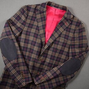 Collegiate Italian Elbow Patch Plaid El Ganso Subalpino Men Blazer Jacket EUR 46